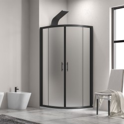 ΚΑΜΠINA FLORA 200 BLACK 80x80x190 ICY NANO GLASS 6mm