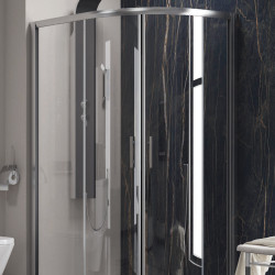 Karag Flora 200 Καμπίνα Ντουζιέρας Ημικυκλική με Συρόμενη Πόρτα 90x90x190cm Clear Glass