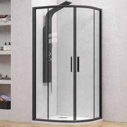 ΚΑΜΠINA FLORA 200 BLACK 80x80x190  ΔΙΑΦANH NANO GLASS 6mm