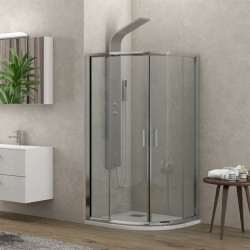 Karag New Flora 200 Καμπίνα Ντουζιέρας Ημικυκλική με Συρόμενη Πόρτα 80x80x180cm Clear Glass