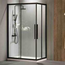 Καμπίνα Ντουσιέρας Devon Flow Corner Entry CF12080C-400 120x80cm Black Matt Clean Glass