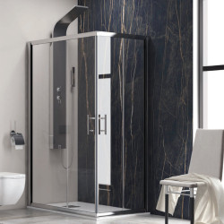 Karag New Flora 100 Καμπίνα Ντουζιέρας με Συρόμενη Πόρτα 90x90x180cm Serigrafato