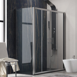 Karag Flora 600 Διαχωριστικό Ντουζιέρας με Συρόμενη Πόρτα 150x190cm Clear Glass Cromo