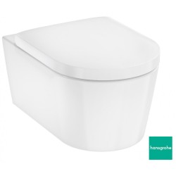 ΣΕΤ ΛΕΚΑΝΗ ΚΡΕΜΑΣΤΗ  WHITE GLOSSY AQUAFLASH ΜΕ ΚΑΠΑΚΙ SOFT CLOSE 54CM HANSGROHE