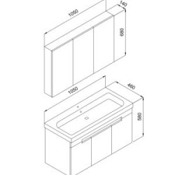  Σετ Έπιπλο Μπάνιο TREND Ανθρακί MDF 18mm Λάκα 105 9STRE105ABM