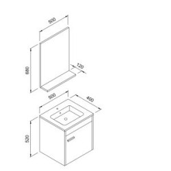  Σετ Έπιπλο Μπάνιου TIKA Ανθρακί MDF 18mm Λάκα 50 9STIK050ABM